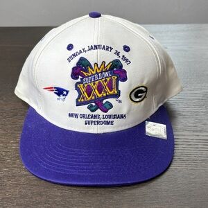 Super Bowl XXXI Cap Purple Brim Embroidered Green Bay Packers Champions Logo 7